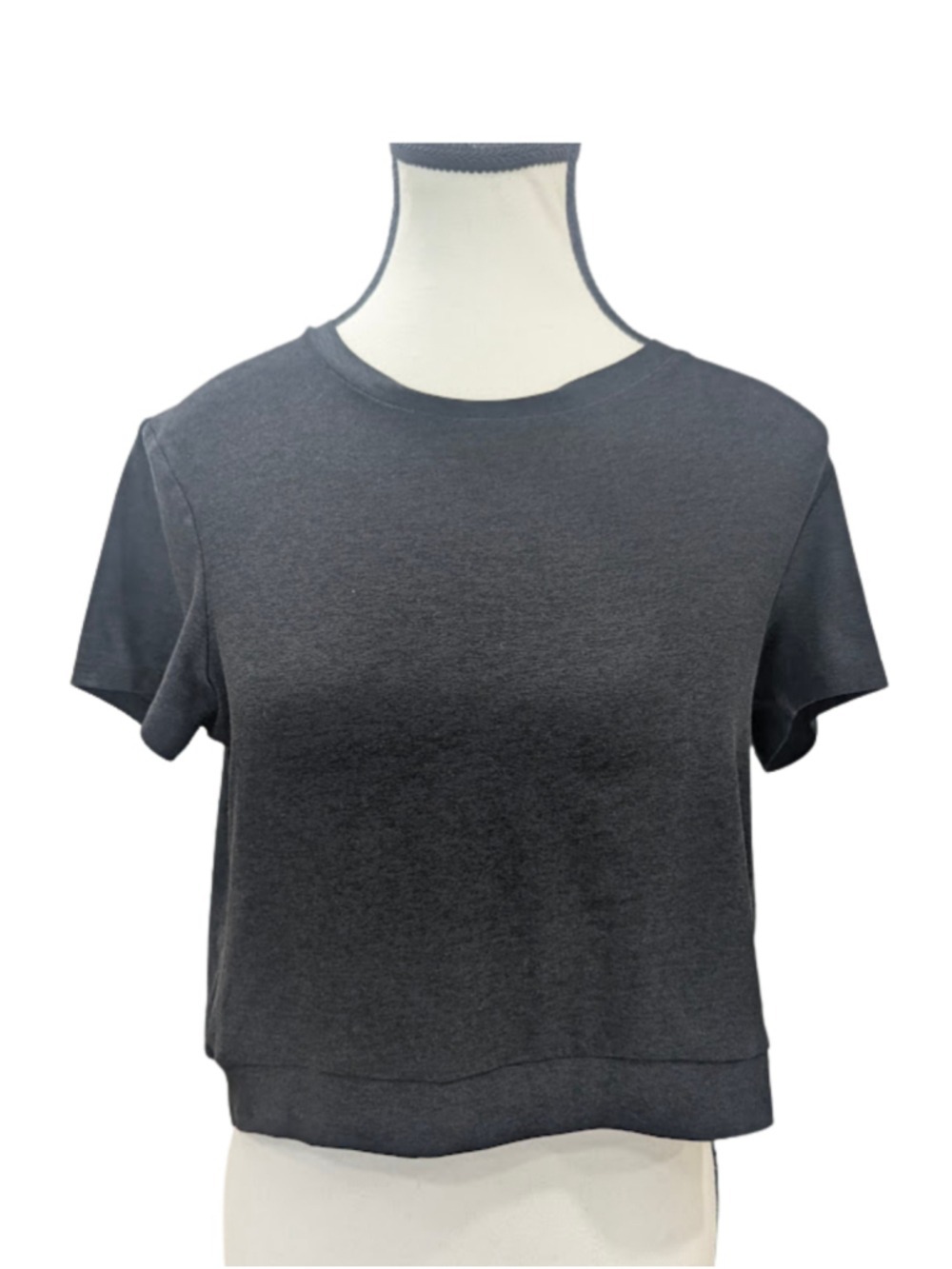 Beyond Yoga Womens Crop Top S Heathered Black Crossover Back Athleisure Yoga Tee